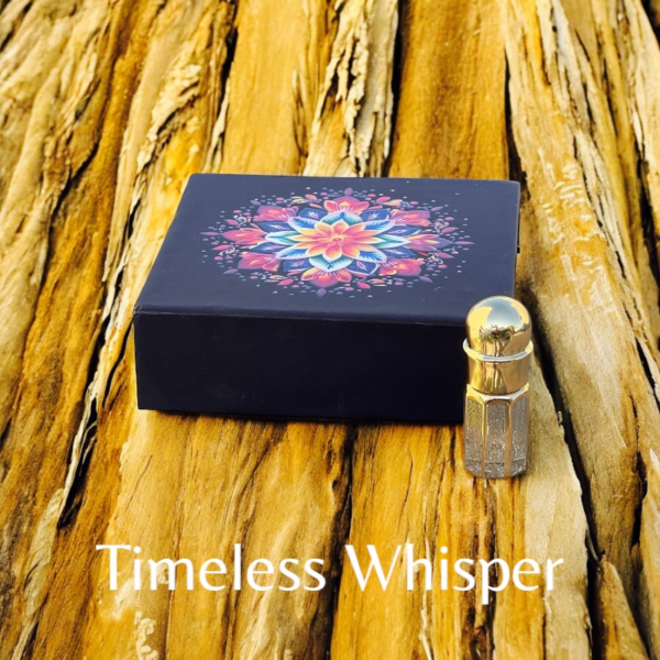 Timeless Whisper Attar 3ml - A luxurious and oriental fragrance with stormy floral and musky notes, alcohol-free and long-lasting.